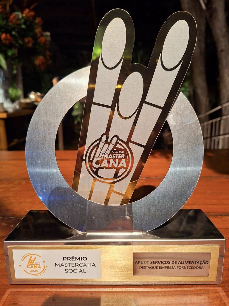 Troféu do Prêmio Mastercana Social 2026 Destaque Empresa Fornecedora: Apetit Serviços de Alimentação
